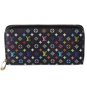 Louis Vuitton Murakami Zippy Wallet Monogram Black Multicolor Pink